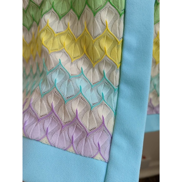 Sears 60s 12 Knit Sweater Rainbow Vintage Sheer Open Weave - Picture 3 of 8